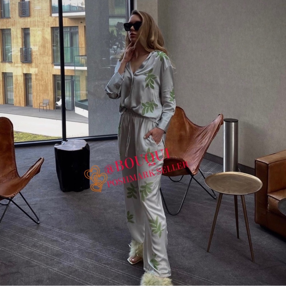 BLOGGERS FAV ZARA LEAF BEADED EMBROIDERED PANTS